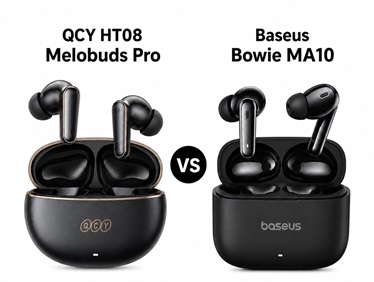 QCY HT08 MeloBuds Pro vs Baseus Bowie MA10 comparativo de fones Bluetooth